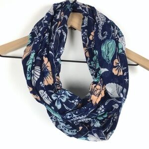 CHARMING CHARLIE Infinity Scarf Floral Ocean Seahorse Starfish Shells Tropical